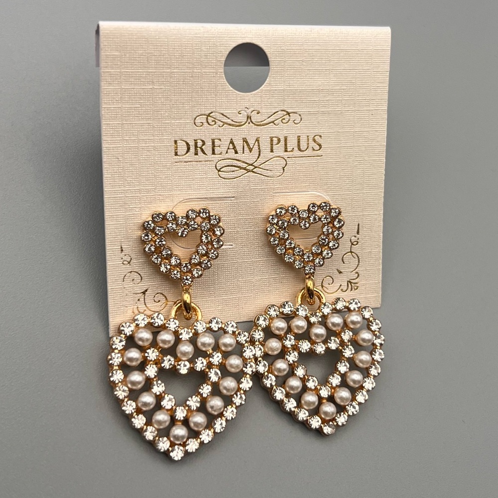 5/$25 Gold and Blue Heart Earrings